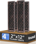 2x12 Inches 4 Pack Heavy Duty Walkable Floor Register - Easy Adjust Air Supply Lever Decorative Floor Vent Covers, Boston Design Vent Covers for Home - Oil Rubbed Bronze