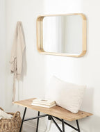 Kate and Laurel Hutton Modern Rounded Rectangle Wall Mirror, 20 x 30, Natural Wood, Decorative Scandinavian Rectangular Wall Decor Accent with Radiused Corners