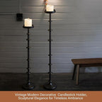 Maxdot Black Metal Pillar Candle Holder 36" 29" Tall Decorative Taper Candle Stand Set of 2 Floor Candlestick Holder Large Metal Black for Christmas Halloween Living Room