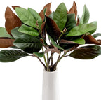 4 Pcs Magnolia Artificial Leaves Branches 25 Inch 3D Real Touch Pick Faux Magnolia Stems Fake Leaves Twigs for Indoor Outdoor Vase Filling Home Wedding Floral Arrangement Decoration