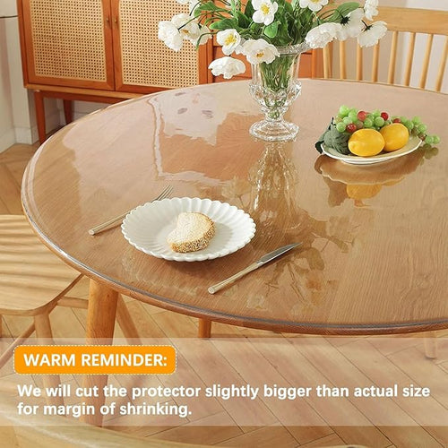 64 Inch Clear Round Table Cover Protector 1.5mm Thick Table Protector for Dining Room Waterproof Plastic PVC Vinyl Tablecloth Cover Circle Tabletop Desk Pad Mat for Furnture Coffee End Bed Side Table