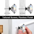 POZEAN Crystal Cabinet Knobs 12Pack, 1.57inch Dresser Knobs for Cabinet, Drawer with Two Different Sizes Screws, Diamond Glass Pulls Handles (40mm, 12Pack, Clear-Black)