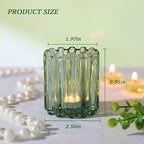 6 PCS Votive Candle Holder, Green Glass Candle Holders, Tealight Candle Holder for Wedding Centerpieces Dinner Party Table Decor