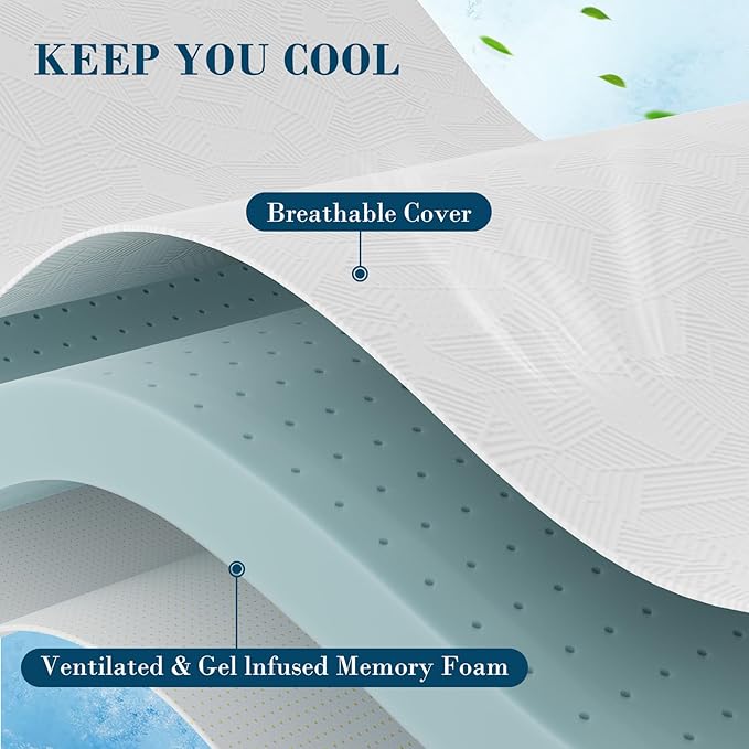 3 Inch California King Mattress Topper, Memory Foam Bed Topper with Removable Cover, Cooling Gel & Soft & Pain Relief & Breathable, CertiPUR-US & Oeko-Tex Certified