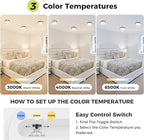 6PACK Flush Mount LED Ceiling Light Fixture Black, 6.5Inch 12Watt, Dimmable & 3000K-4000K-6500K 3 Color Selectable Ceiling Lamp 1200LM Low Profile Ceiling Light for Kitchen Bedroom Hallway Porch
