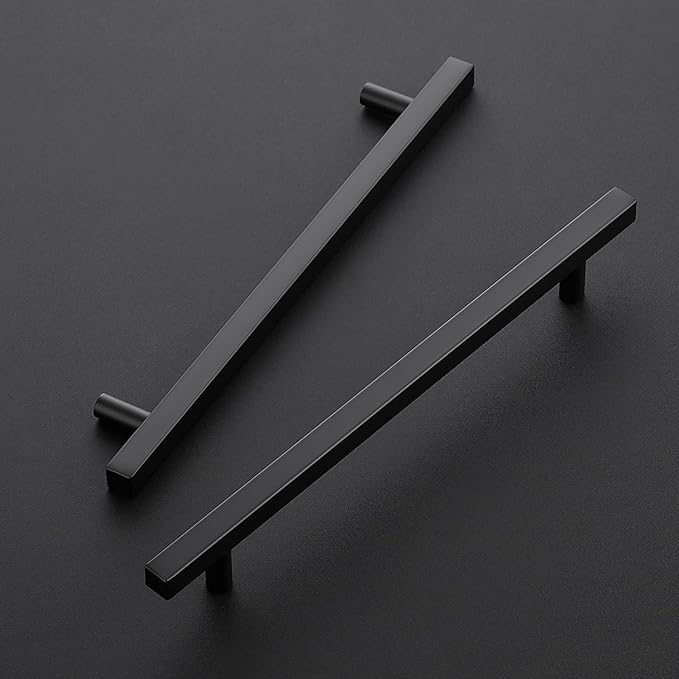 Ravinte Black Cabinet Handles 20 Pack 8 inch Matte Black Square Cabinet Pulls Kitchen Hardware 11 inch Overall Length Kitchen Drawer Pulls