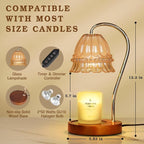 Glass Candle Warmer Lamp with Timer, Flower Candle Lamp, Birthday Gifts for Women, Mom, Female Friend, Candle Lamp Warmer Gifts, Electric Dimmable Candle Warmer, Vintage Home Decor, Amber