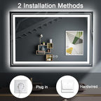 LED Bathroom Mirror, 84"x40" with Front and Backlit, Anti-Fog, Large Bathroom Vanity Mirror for Wall, Memory Function, Stepless Dimmable, Tempered Glass (Horizontal/Vertical)