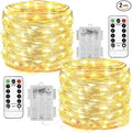 Homemory 2 Pack 33 Ft 100 LED Fairy Lights Battery Operated Christmas Lights with Remote Waterproof 8 Modes Firefly Twinkle String Lights for Christmas, Wedding Outdoor Decorations(Warm White)