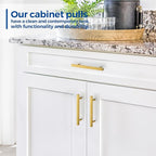 JOY DECOR 30 Pack 5 Inch Brushed Brass Square Cabinet Handles Stainless Steel Cabinet Hardware Pulls for Kitchen and Drawers with 7-3/8 Inch Overall Length