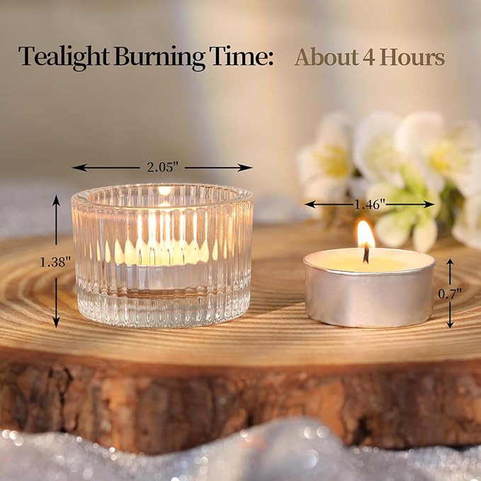 36 pcs Clear Tealight Candle Holders with 36PCS Tea Lights Candles, Glass Votive Candle Holders Set for Table Centerpiece, Home Decor and Party Supplies