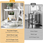 Apicizon 2 Tier End Table, Small Side Table with Charging Station, Boho Bedside Table with USB Ports and Outlets, Nightstand for Small Spaces, Bedroom, Living Room, Entryway, Easy Assembly, White