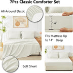 CozyLux Full Size Comforter Sets Ivory - 7 Pieces Bed in a Bag Full, Luxury Soft Bed Set for All Seasons, Bedding Set with Down Alternative Comforter, Sheets, Pillowcases & Shams