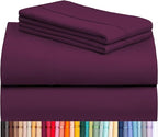LuxClub 4 PC California King Sheet Set, Breathable Luxury Bed Sheets, Deep Pockets Wrinkle Free Cooling Sheets Machine Washable Hotel Bedding Silky Soft - Eggplant Cal King