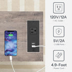 HOOBRO End Table with Charging Station, Narrow Side Table with 2 Fabric Drawers, Skinny Nightstand with Storage, Slim Bedside Table for Living Room, Small Spaces, Greige and Black BG487UBZ01