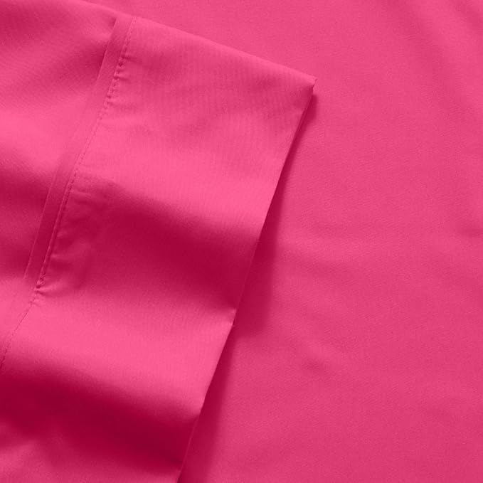 6 Piece Bed Sheet Set, Split King, Fuschia