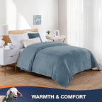 Walensee Fleece Blanket Plush Throw Fuzzy Lightweight (Throw Size 50x60 Washed Blue/Slate Blue/Grey Blue) Super Soft Microfiber Flannel Blankets for Couch, Bed, Sofa Warm and Cozy for All Seasons