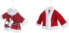 DEMDACO Cozy Time Red, White, Plaid 5 x 7 Inch Knit Polyester Christmas Tree Decoration, Festive Holiday Décor Hanging Ornaments, Set of 2, Winter Coats On Hanger