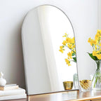 24x36 Arch Mirror Square Full Length Wall Mounted Hanging or Against Wall Metal Frame Dressing Make-up Mirrors for Entryway Bedroom Bathroom Living Room 24 36 inch Silver