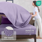 HEVUMYI Purple & Light Purple Cali-King Comforter Set - 7-Piece All Season Bed in a Bag Cali-King, Ultra Soft Bedding Set with Comforter, Flat Sheet, Fitted Sheet, Pillowcases, Pillow Shams