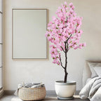 Artificial Pink Cherry Blossom Tree 7 FT Faux Flowering Trees Fake Cherry Blossom Decorative Tree Indoor for Home Decor