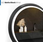 Round LED Mirror for Bathroom, Black Metal Frame, 28”