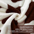 Richave Fleece Cow Print Blanket for All Season - Premium Lightweight Anti-Static Brown and Ivory Queen/Full Size Blankets, Bedroom Decor 90" x 90"(Brown Cow)