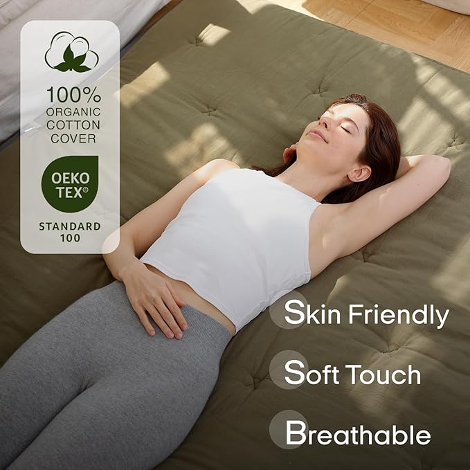 ZonLi Japanese Floor Futon Mattress Twin Size 75"x 39", 100% Cotton Cover 2.5'' Thicken Tatami Mattress, Foldable Sleeping Pad, Portable Dormitory Tatami Mat, Roll Up Floor Lounger Bed for Adult