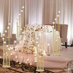 2pcs 9 Arm Candelabra,Floor Candle Holders Tall Set for Wedding Aisle Decoration,Gold Candelabras for Fireplace,Candle Stand Fit for Flameless or Wax