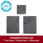 Mellanni Extra Deep Twin XL Sheets - 3 PC Iconic Collection Bedding - Hotel Luxury, Ultra Soft, Cooling Bed Sheets - Wrinkle, Fade, Stain Resistant (Twin Extra Long, Gray)