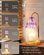 Purple Candle Warmer Lamp with Timer Dimmable, Flower Candle Warming lamp Height Adjustable, Wax Melt Warmer Candle lamp for Jar Scented Candles, Christmas Birthday House Warming Gifts for Women Mom