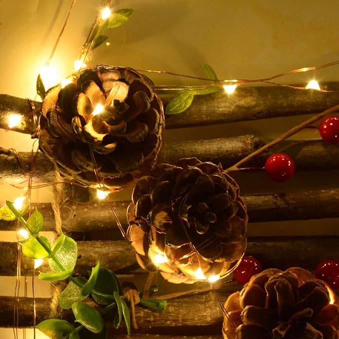 4 Pack 50 LED Warm White Battery-Powered Mini Christmas Fairy Lights, 16.4 FT Flexible Copper Wire, Indoor/Outdoor, LED, Battery Operated