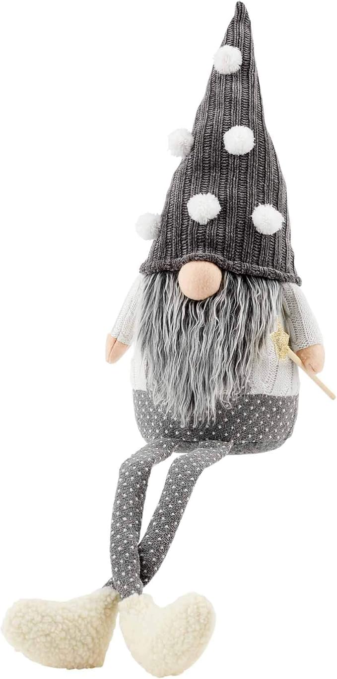 Mud Pie MED Gray Deluxe Dangle GNOME, Medium