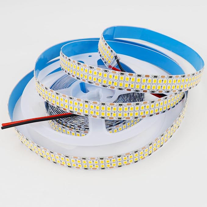2835 SMD Warm White LED Strip Lights 3000K DC 12V 2400 LEDs 16.4ft/5M Double Row Flexible LED Strip Tape Light Ribbon Lamp LED Dimmable Strips for Bedroom Lighting