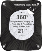 Queen Size Mattress Pad Waterproof, Pillow Top Cooling Mattress Topper Cover, Quilted Fitted Mattress Protector Washable, Deep Pocket 8-21" (60x80 inch, Black)