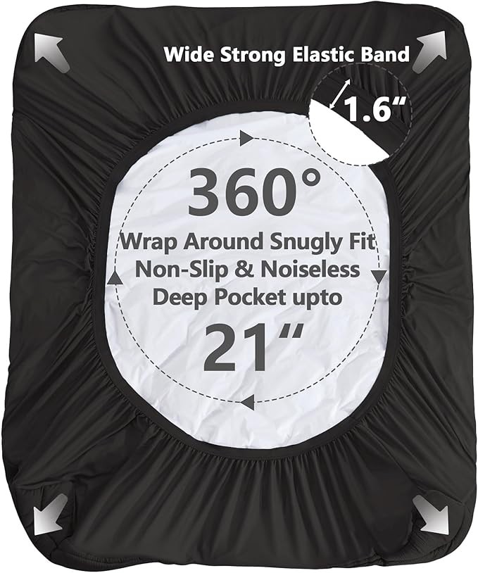 Queen Size Mattress Pad Waterproof, Pillow Top Cooling Mattress Topper Cover, Quilted Fitted Mattress Protector Washable, Deep Pocket 8-21" (60x80 inch, Black)