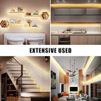 32.8ft 3000K Bright COB LED Strip Light, Dimmable, Warm White, Indoor, RF Remote, Adhesive, for Living Room, Shelf, Cabinet, Kitchen, 2 Rolls of 16.4ft