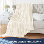 Walensee Fleece Blanket Plush Throw Fuzzy Lightweight (XL-Twin Size 66x90 Cream) Super Soft Microfiber Flannel Blankets for Couch, Bed, Sofa Ultra Luxurious Warm and Cozy for All Seasons