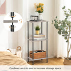 HOOBRO End Table, Small Side Table, Nightstand with 2-Layer Storage Shelves, Sofa Table for Small Spaces, Living Room, Bedroom, Stable Frame, Easy Assembly, Greige and Black BG09BZ01