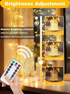 4 Pack 60LED Christmas Battery Operated Fairy Lights with Remote, 8 Modes String Lights with Timer, Dimmable, Memory Function, Waterproof Twinkle Lights for Outdoor Indoor Christmas Decor(Warm White)