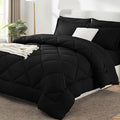 CozyLux Full Size Comforter Sets Black - 7 Pieces Bed in a Bag Full, Luxury Soft Bed Set for All Seasons, Bedding Set with Down Alternative Comforter, Sheets, Pillowcases & Shams