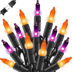 Dazzle Bright Purper and Orange Halloween Lights, 40FT 200 Count Mini String Lights, Waterproof Halloween Decorations for Outdoor Indoor Patio Home Party Garden Yard Decor