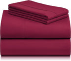 LuxClub 4 PC King Sheet Set, Breathable Luxury Bed Sheets, Deep Pockets Wrinkle Free Cooling Bed Sheets Machine Washable Hotel Bedding Silky Soft - Burgundy King