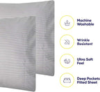 Queen Sheets Stripe Grey - 6 Piece 1500 Supreme Collection Fine Brushed Microfiber Deep Pocket Queen Sheet Set Bedding - 2 Extra Pillow Cases, Great Value, Queen, Classic Stripe Gray