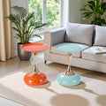Sleek Hourglass Side Table - Stylish Modern Design Perfect for Living Rooms, Cafes, Dining Areas, Bedrooms, and Outdoors - Chic Decorative Accent (2, Light Green+Hermes Orange)
