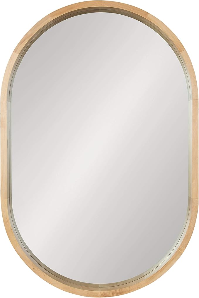 Kate and Laurel Hutton Modern Capsule Wall Mirror, 24 x 36, Natural Wood, Scandinavian Decorative Mirror for Wall