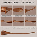 Obabala Ceiling Fans with Lights and Remote, 70inch Outdoor Ceiling Fan 3 Solid Wood Blades Fan with 3 Downrods for Patios, Modern Ceiling Fan with Noiseless Reversible DC Motor (Solid Wood, 70in)