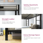 Acme Limbra Frame Twin Over Queen Metal Bunk Bed with Ladder in Sandy Black