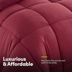 Sweet Home Collection 7 Piece Comforter Set Bag Solid Color All Season Soft Down Alternative Blanket & Luxurious Microfiber Bed Sheets, Burgundy, Twin XL (Pack of 4)