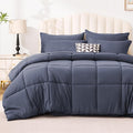 Love's cabin Full Comforter Set Indigo Blue, 7 Pieces Full Bed in a Bag, All Season Bedding Sets with 1 Comforter, 1 Flat Sheet, 1 Fitted Sheet, 2 Pillowcase and 2 Pillow Sham